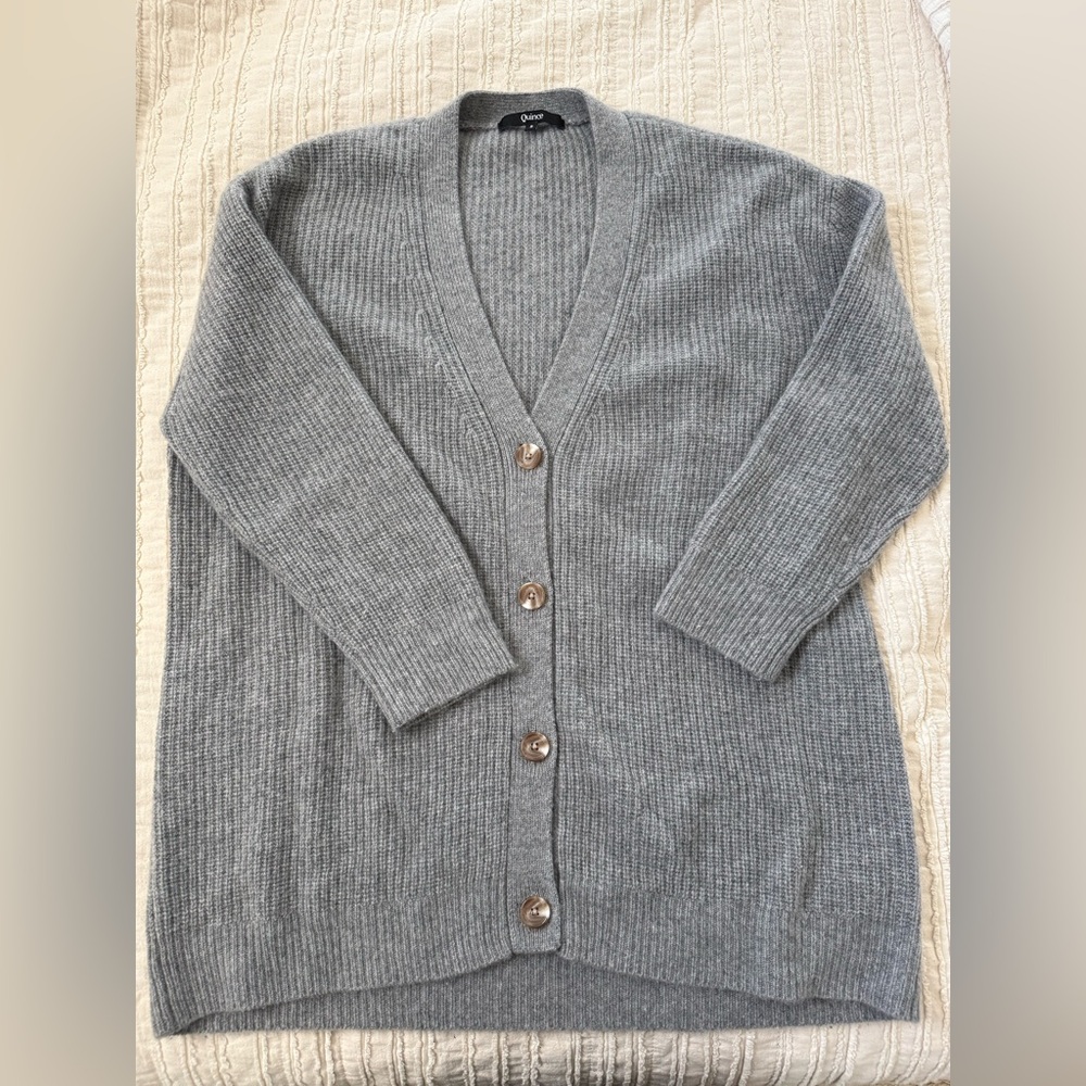 Quince Spring Mongolian Cashmere Oversized Boyfriend Cardigan